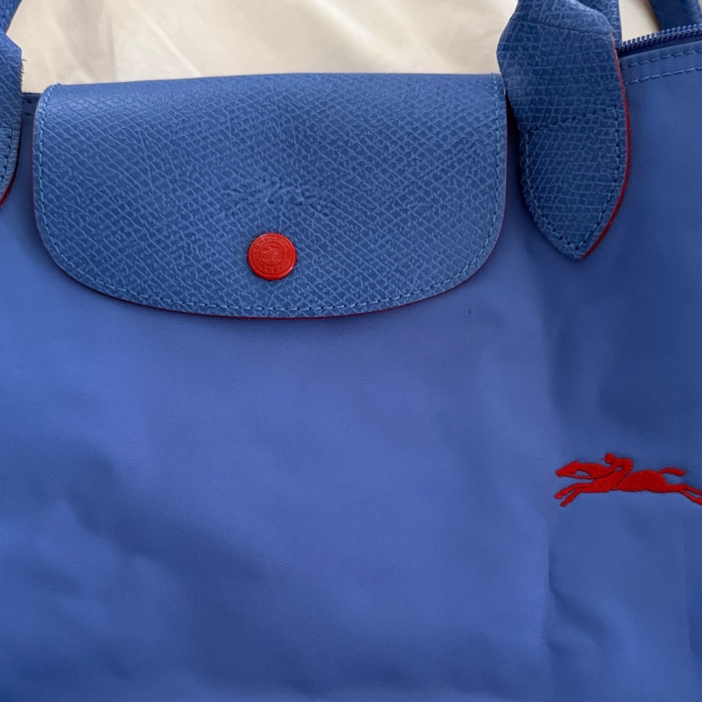Longchamp Blue Tote with Red Trim - Picture 3 of 7